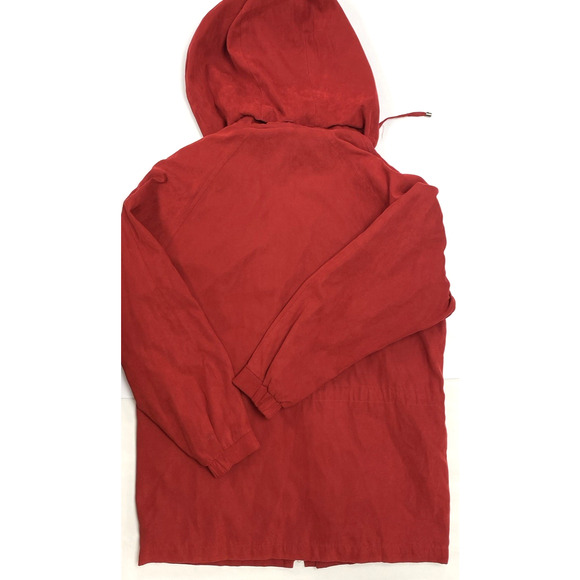 London Fog Jacket Womens Small Petite Red Detachable Hood Drawstring - Picture 10 of 13